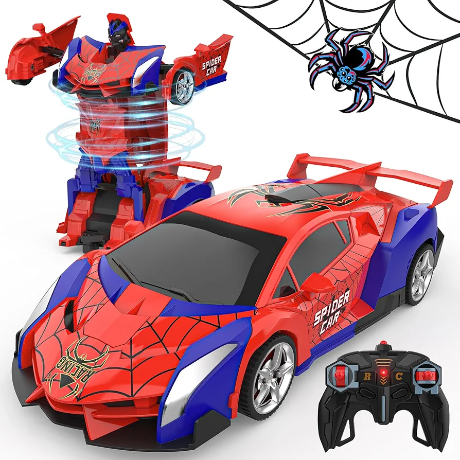 BLUEJAY Transform Rc Cars for Boys 4-7 8-12, 2.4Ghz Remote Control Car 1:18 Scale Transforming Robot, One-Button Deformation 360° Rotation Car Toy Gifts for Boys 3-5