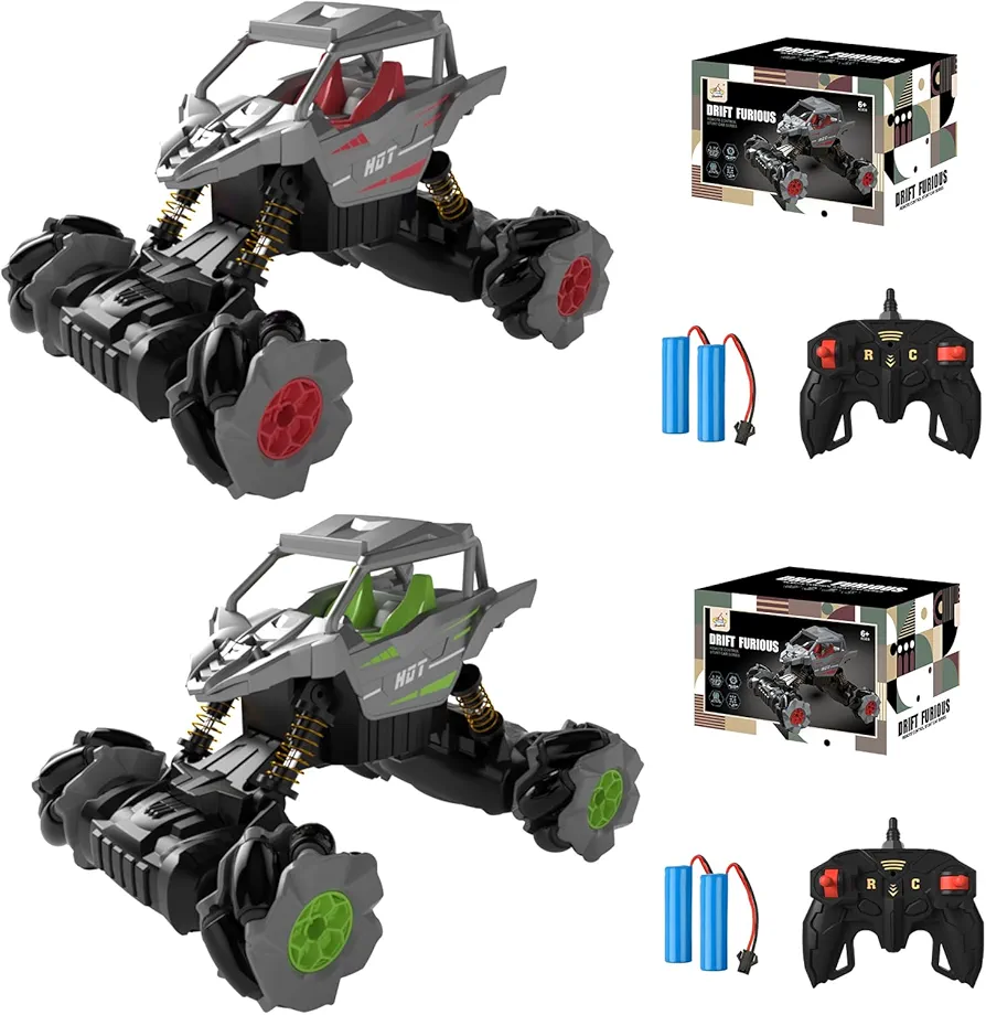 2PCS RC Monster Trucks for Kids Remote Control Car 1/24 RC Stunt Car 360° Rotating 4WD Off-Road 2.4Ghz 20KM/H High Speed RC Car Vehicle Toy Car for Boys Girls Age 4-7 8-12 Birthday