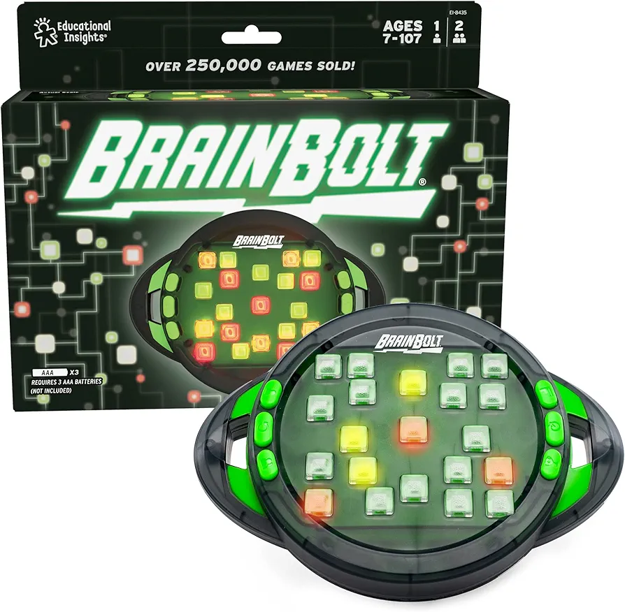 Educational Insights BrainBolt Handheld Electronic Memory Game - Brainteasers for Kids and Adults, Travel Games for Kids Ages 7+