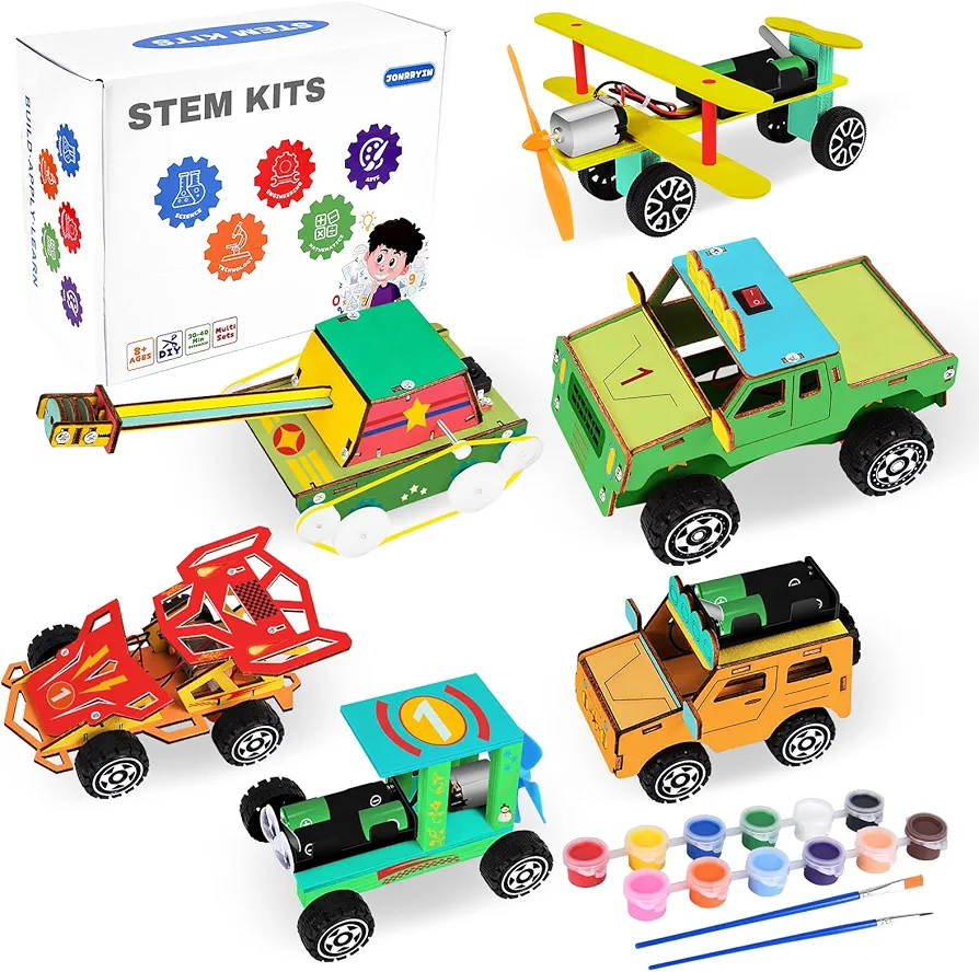 6 in 1 STEM Projects for Kids Ages 8-12, 3D Wooden Puzzle Model Car Kits, Educational Science Kits for Kids, DIY Assembly Car Building Toys Gifts for Boys Girls 8 9 10 11 12 Years Old