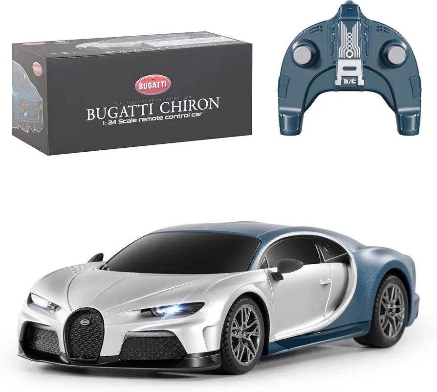 MIEBELY Remote Control Car - 1/24 Scale Fast Rc Race Car, Bugatti Chiron 3.7V 500 mAh Car Toys with Headlight, Racing Hobby Car Model Birthday Ideal Gifts for Adults Kids Boys Age 6 7 8 9 10 Year Old