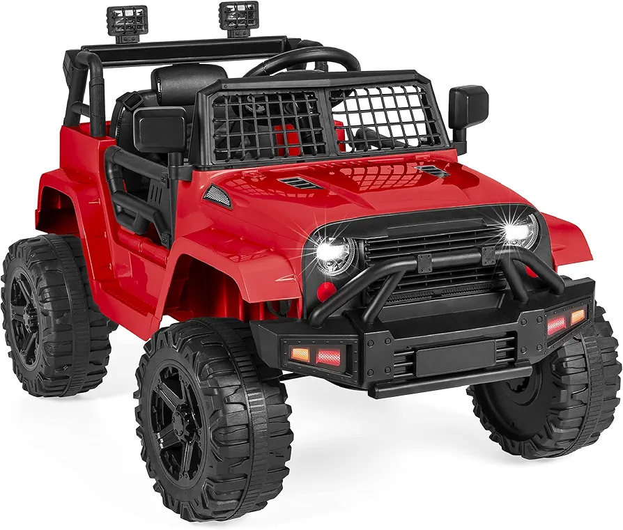 Best Choice Products 12V Kids Ride On Truck Car w/Parent Remote Control, Spring Suspension, LED Lights, AUX Port - Red