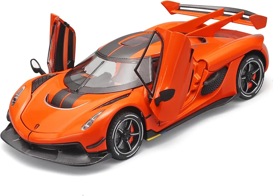 Toy Cars for Boys 1/24 Koenigsegg Jesko Metal Die Cast Toy Cars,Collectibles Koenigsegg Model Car,Pull Back Koenigsegg Toy Car with Light and Sound,Cars Gifts for Age 3+ Year Old Boys（Orange）