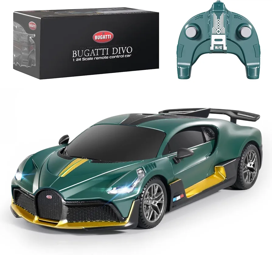 MIEBELY Remote Control Car - 1/24 Scale Fast Rc Race Car, Bugatti Divo 3.7V 500 mAh Car Toys with Headlight, Racing Hobby Car Model Birthday Ideal Gifts for Adults Kids Boys Age 6 7 8 9 Year Old