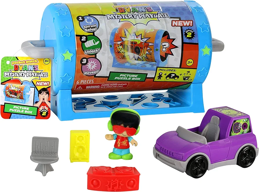 Ryan's Mystery Playdate Puzzle Box, DJ Ryan Figure, Vehicle, and Three Accessories, Kids Toys for Ages 3 Up by Just Play