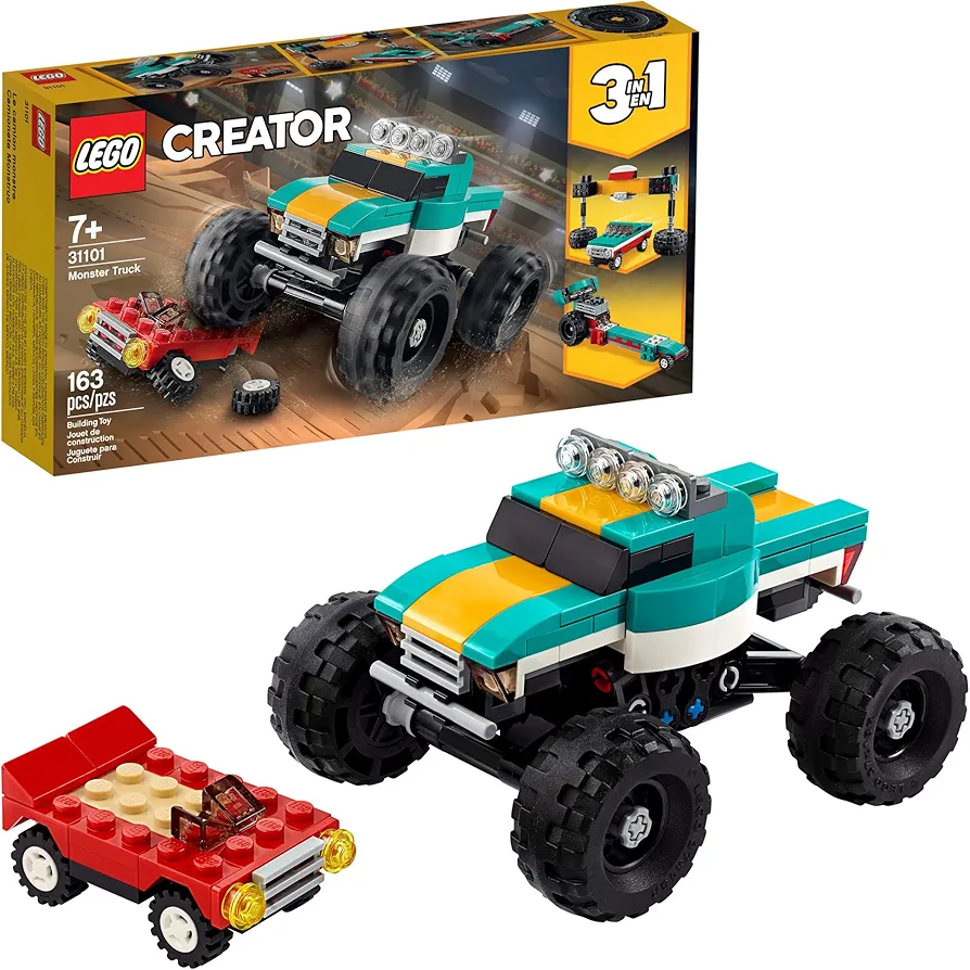 LEGO Creator 3in1 Monster Truck Toy 31101 Cool Building Kit for Kids (163 Pieces)