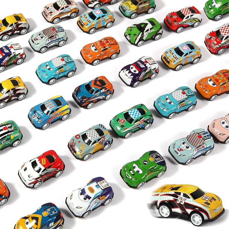 36PCS Mini Pull Back Cars for Kids Toddlers 3-5 4-8 Years Old, Race Cars Party Favors Bulk Vehicles Set, Classroom Prizes Box Pinata Fillers for Boys and Girls