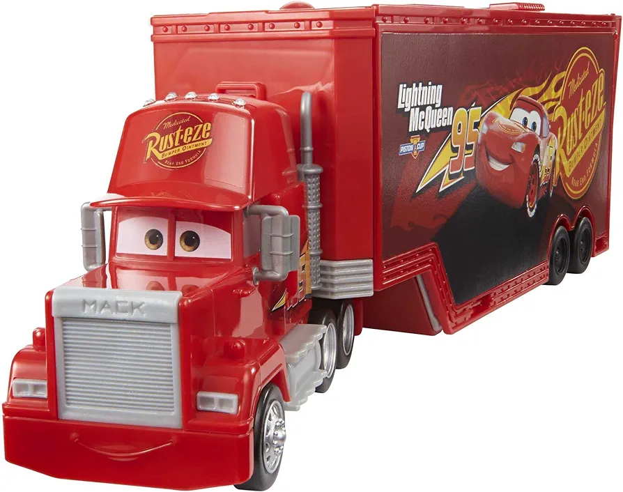 Mattel Disney and Pixar Cars Transforming Mack Playset, 2-in-1 Toy Truck & Tune-Up Station with Launcher, Lift & More