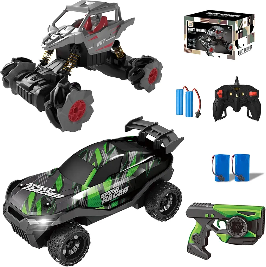 1/24 RC Stunt Car 360° Rotating 4WD Off-Road 2.4Ghz 20KM/H+RC Drift Car 2.4GHz 1:24 Scale 4WD 20KM/H High Speed for Boys Girls Gifts Birthday Xmas for 6-12 Year Old