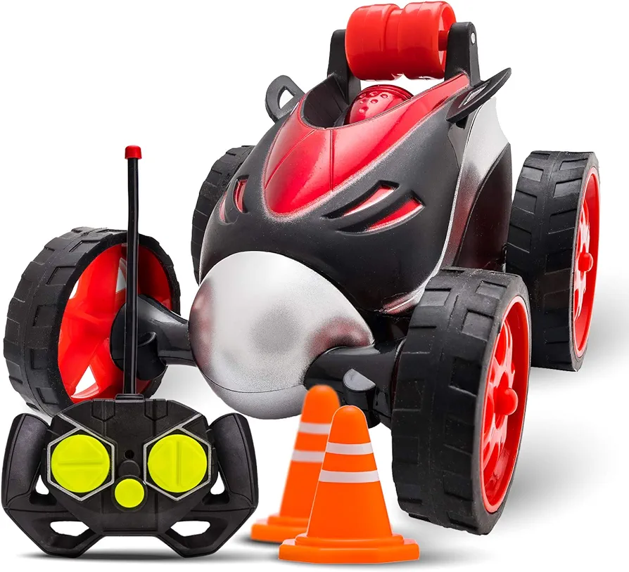 Atlasonix Remote Control Car for Boys - RC Cars for Kids, RC Stunt Car Toy | 4-Wheel Drive Car Spins and Flips | Indoor and Outdoor w/Bonus - 6 Traffic Cones | Remote Control Car for Boys 4-7