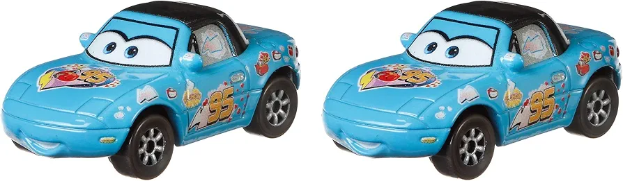 Disney Cars Toys 3 Dinoco Mia & Dinoco Tia 2-Pack, 1:55 Scale Die-Cast Fan Favorite Character Vehicles for Racing and Storytelling Fun, Gift for Kids Age 3 and Older