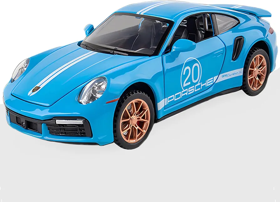 Toy Cars Porsche 911 GT3 RS RSR Turbo S Diecast Model Cars,Pull Back Car with Light and Sound Sports Race Car for Boys Age 4-7 Gifts Blue