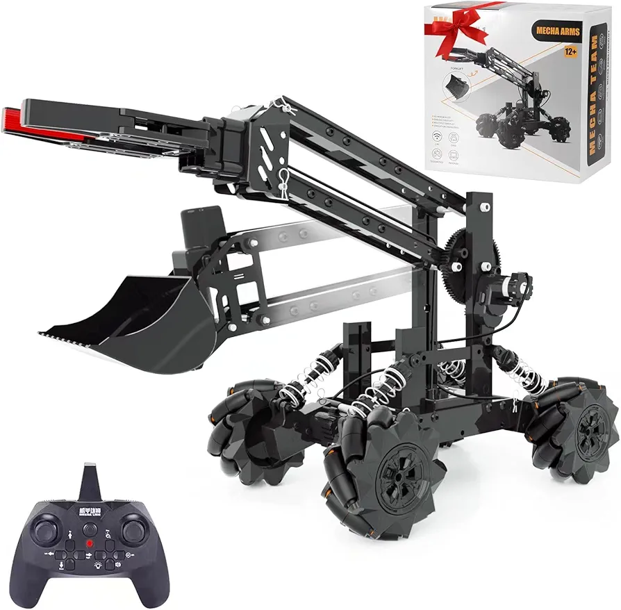 Robot Arm Kit and Remote Control Excavator,3 in 1 Science Kits with 4-DOF Robotic Car,Electronic Programming Toy for Kids Age 8+,Promotes STEM Interest in Science,Birthday Gifts for Boy/Girl.