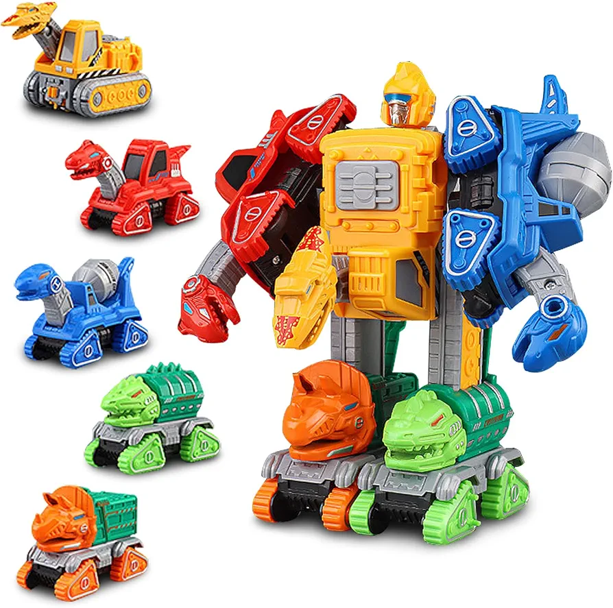 TOYSXYIN.5 in 1 Dinosaur Transforming Toys for Boys 4-6 Action Figures Transform Dino Robot Toys for Kids 3-5 5-7 Educational STEM Take Apart Toys for 3 4 5 6+ Year Old Boy Girl Birthday Gifts