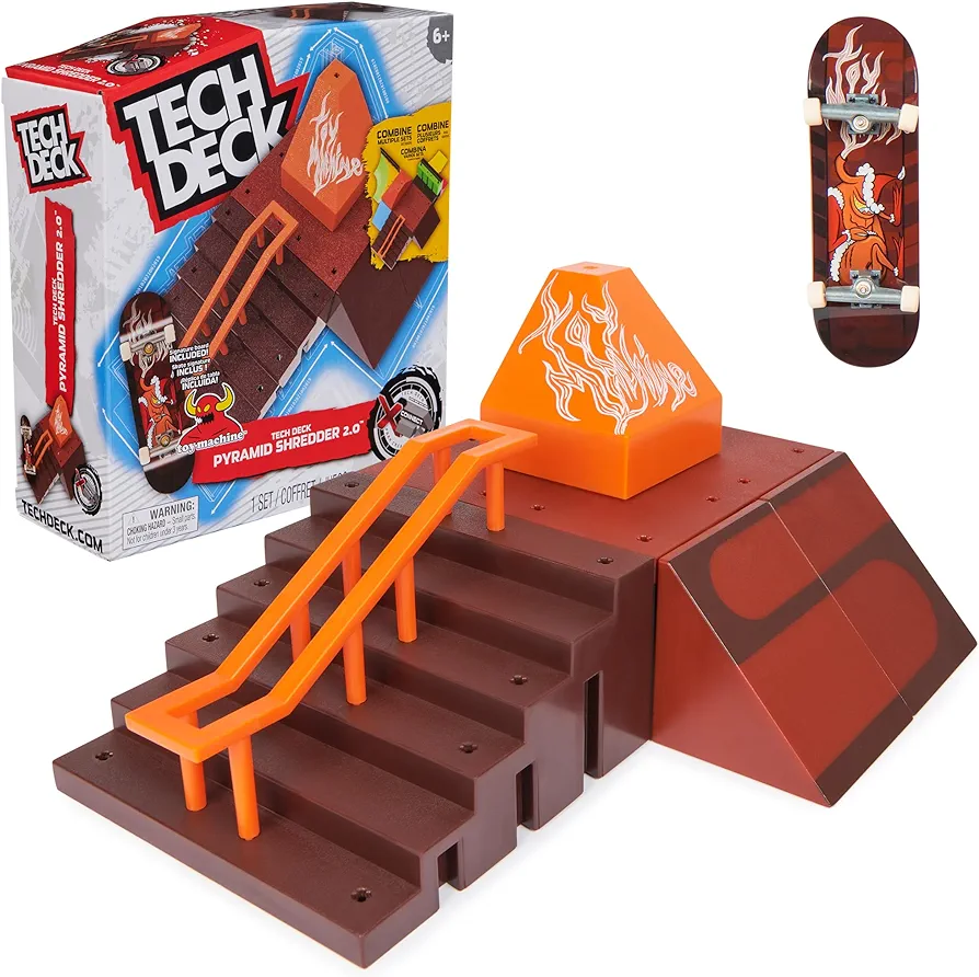 TECH DECK, Pyramid Shredder 2.0, X-Connect Park Creator, Customizable and Buildable Ramp Set with Exclusive Fingerboard, Kids Toy for Ages 6 and up