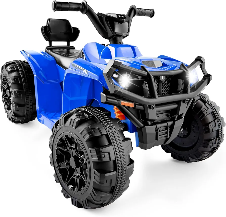 Best Choice Products 12V Kids Ride-On Electric ATV, 4-Wheeler Quad Car Toy w/Bluetooth Audio, 2.4mph Max Speed, Treaded Tires, LED Headlights, Radio - Blue