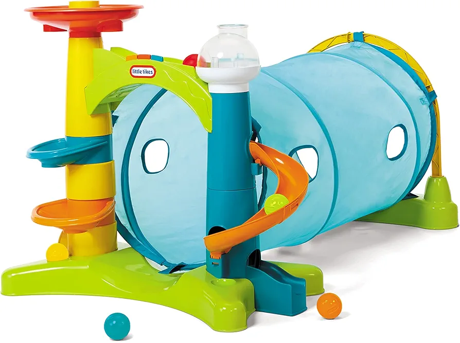 Little Tikes Learn & Play 2-in-1 Activity Tunnel with Ball Drop Game, Windows, Silly Sounds, Music, Accessories, Collapsible for Easy Storage- Gifts for Kids, Toy for Boys Girls Age 1 2 3 Year Olds