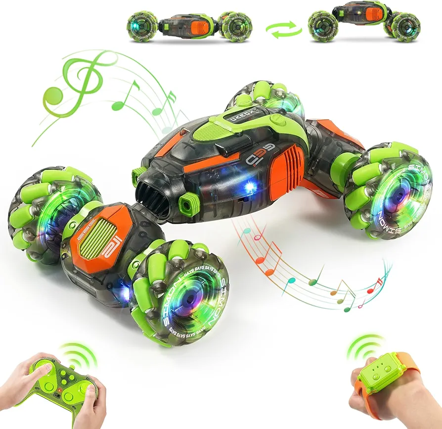 Gesture Sensing RC Stunt Car Toys - RC Car Gifts for Kids 2.4Ghz Hand & Controlled Remote Control Twist Rotating Cars 4WD Transform Off Road RC Cars for 6-12 year