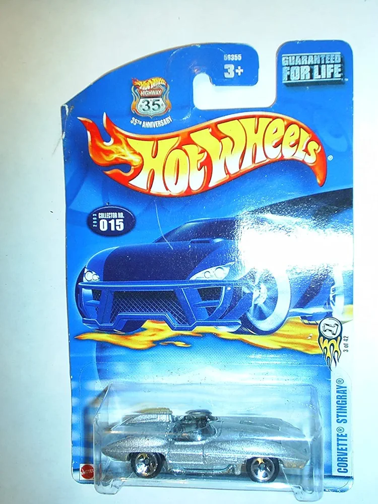 2003 First Editions #3 Corvette Stingray 5-Spoke Wheels Highway 35 Card #2003-15 Collectible Collector Car Mattel Hot Wheels 1:64 Scale