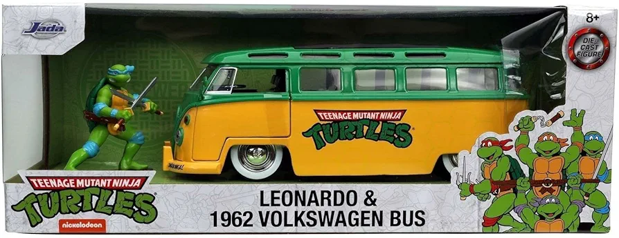 Jada 1:24 Diecast 1962 VW Bus with TMNT Leo, Green