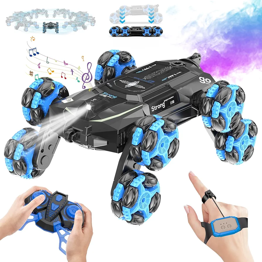 8WD Gesture Sensing Stunt RC Cars - 2.4Ghz 360° Rotation Remote Control Car with Spray, Light & Sound, Transform Drift Climbing Racing Vehicle, Birthday Toys for Ages 8-13 Boys Girls