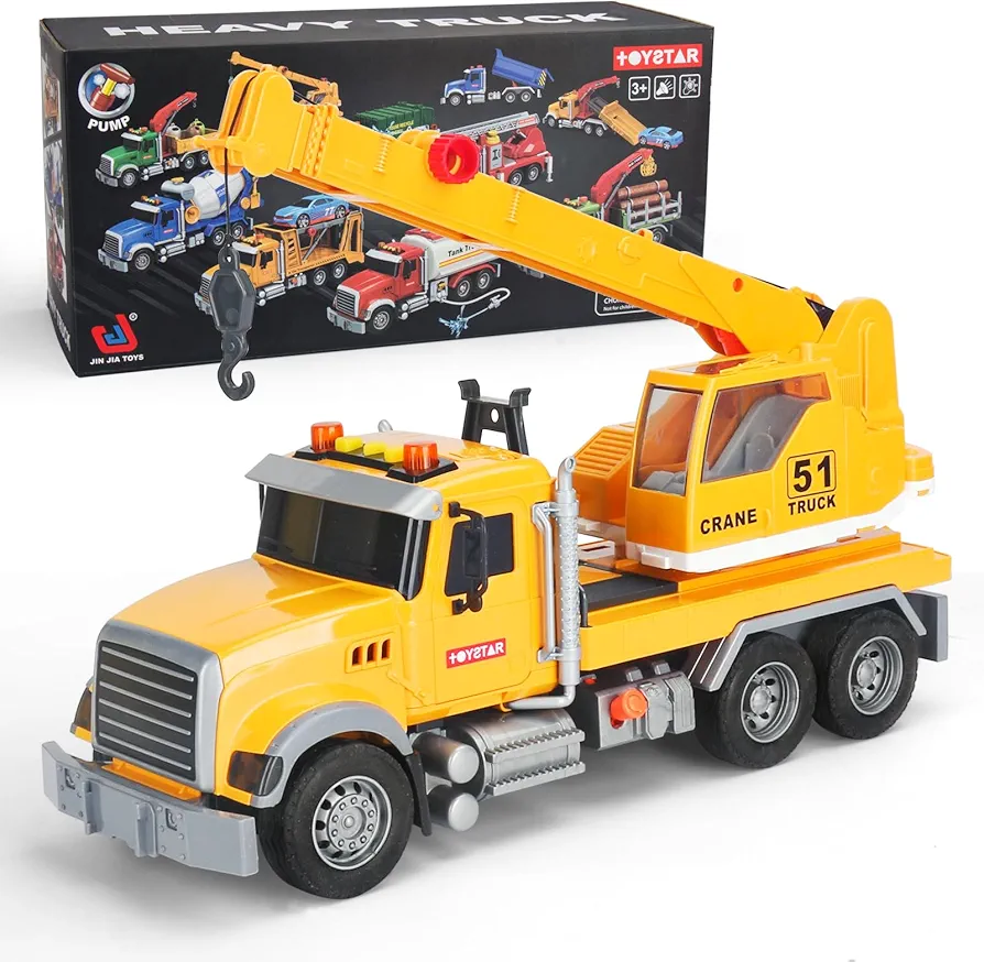 Toddler Toys for Boys 3 4 5 6 Year Old, Crane Truck Construction Toys Car Race Vehicle Toy Set for Kids, STEM Alloy Metal Car Toys Birthday Gifts for Toddler Age 3-8