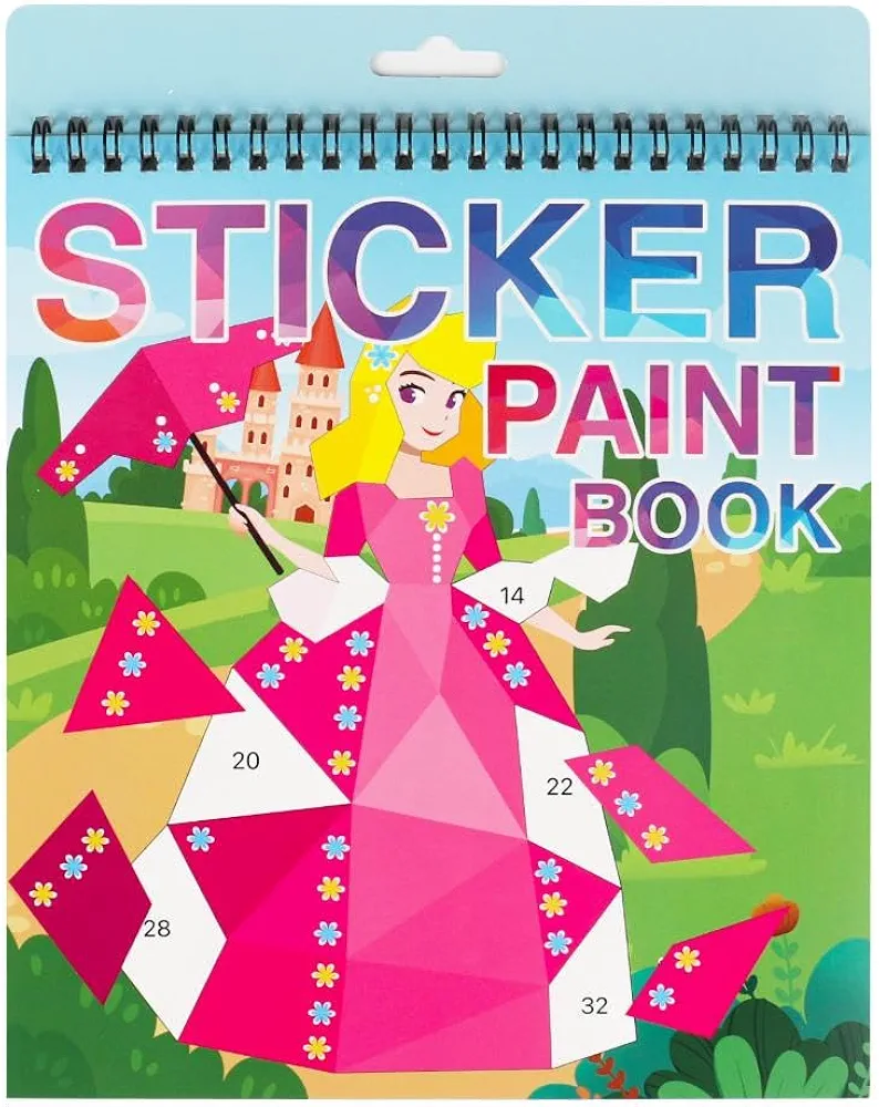 Princess Sticker Book Crafts for Kids Ages 4-8 Sticker Paint Books, Sticker Books for Kids Ages 4-8 Boys and Girls Birthday Gifts Party Favor, Travel Activity Book Set for Learning