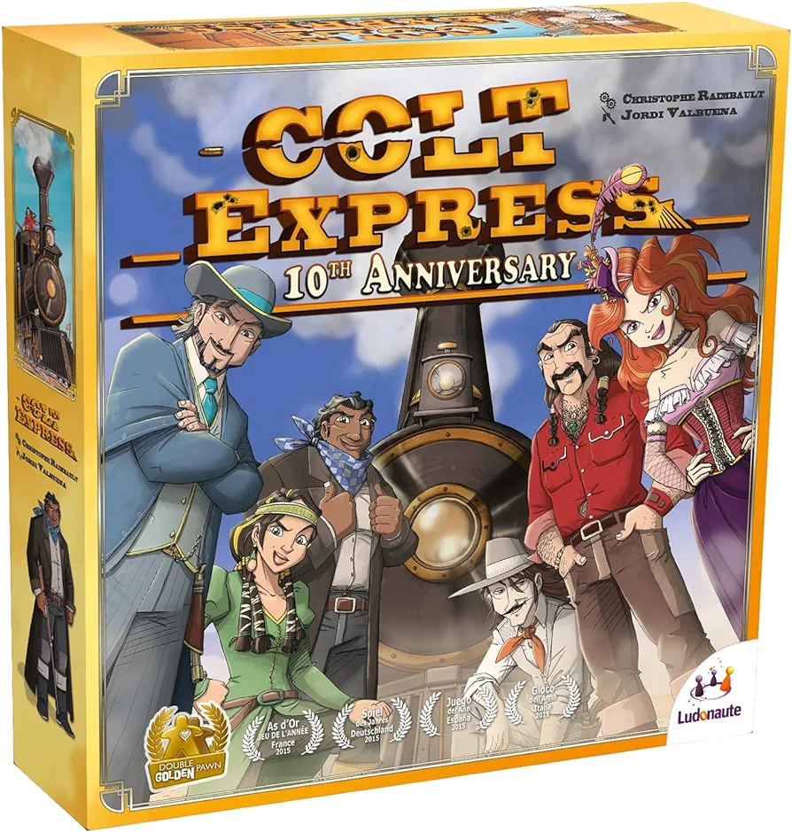 Colt Express: 10th Anniversary - Strategy Board Game, Wild West Train Robbery Adventure Game, 3D Train, Ages 10+, 2-3 Players, 40 Min