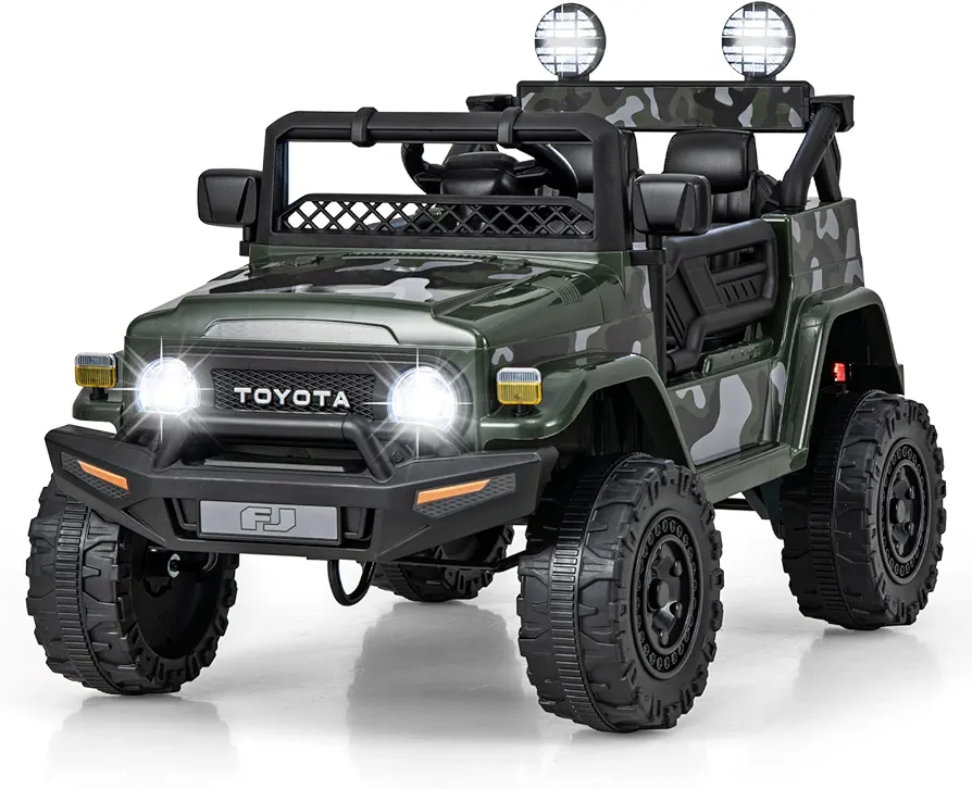 Costzon Ride on Car, 12V 7Ah Licensed Toyota FJ Cruiser Electric Car w/Remote Control, Shock Suspension, LED Lights & Music, Kids Car to Drive for Toddlers Aged 37-96 Months Old (Camo)