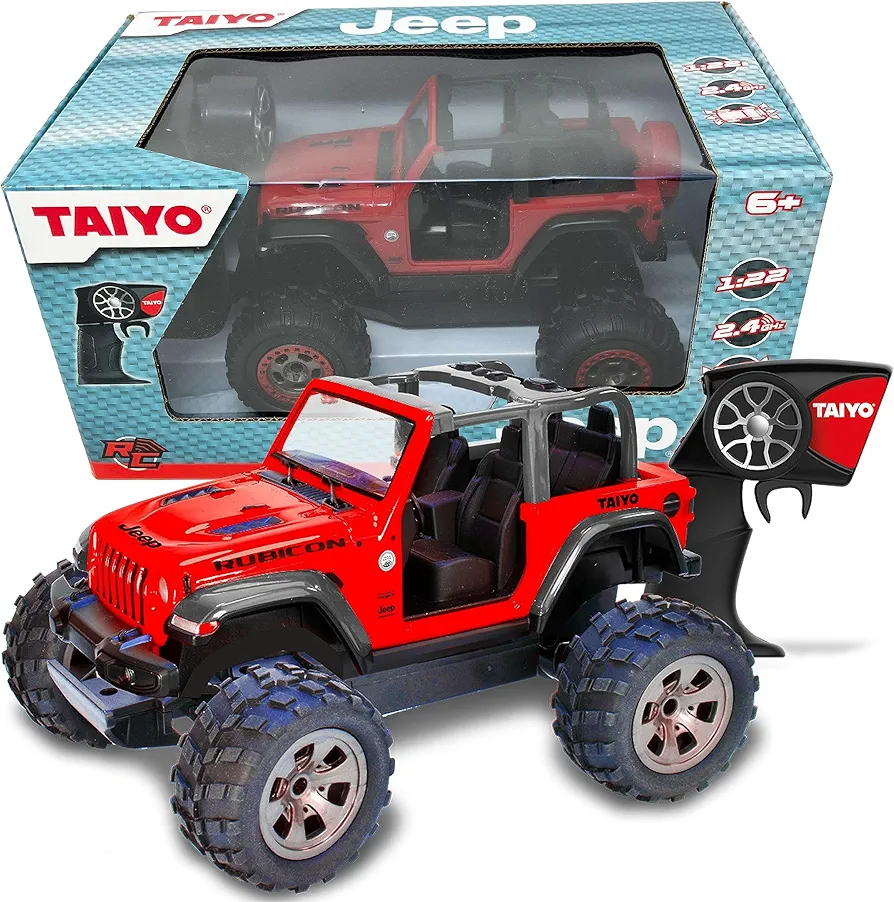 Nature Bound RC Truck Jeep Rubicon, 1:22 Scale Remote Control Car with Handset Controller for Off-Road, High Speed, Fast Hobby Action for Kids and Adults, 2.4Ghz, Red, Ages 4+