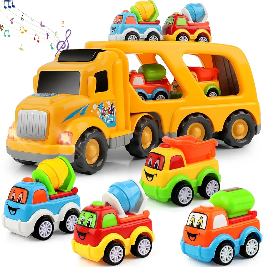 Construction Truck Toddler Toys Car: Toys for 2 3 4 Year Old Boy 5 in 1 Carrier Toys for Kids Age 2-3 2-4 | 18 Months 2 Year Old Boy Christmas Birthday Gifts