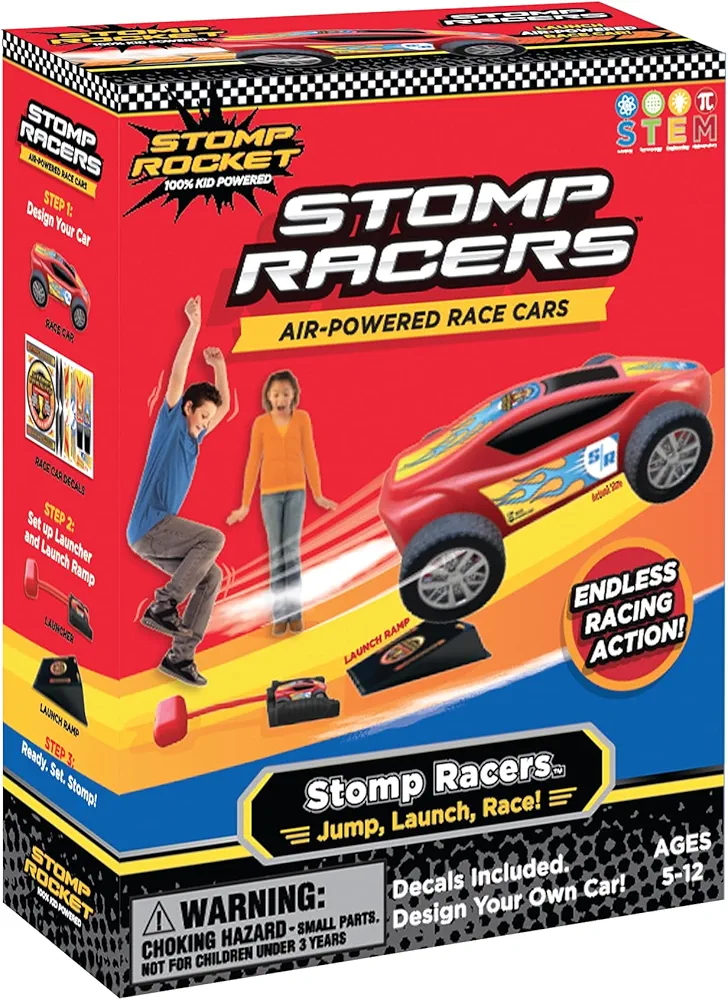 Stomp Racers Air Powered Race Cars by Stomp Rocket, Single Racer Pack - Stomp Racers Toy Car Launcher - Fun Backyard & Outdoor Multi-Player Kids Toys Gifts for Boys, Girls & Toddlers