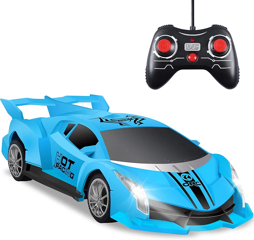 Remote Control Car, 2.4Ghz 1/18 Scale Model Racing Car Toys, RC Car for Kids and Boys with Cool Led Lights, Hobby RC Cars Toys Birthday Gifts for Age 3 4 5 6 7 8-12 Year Old Boys Girls