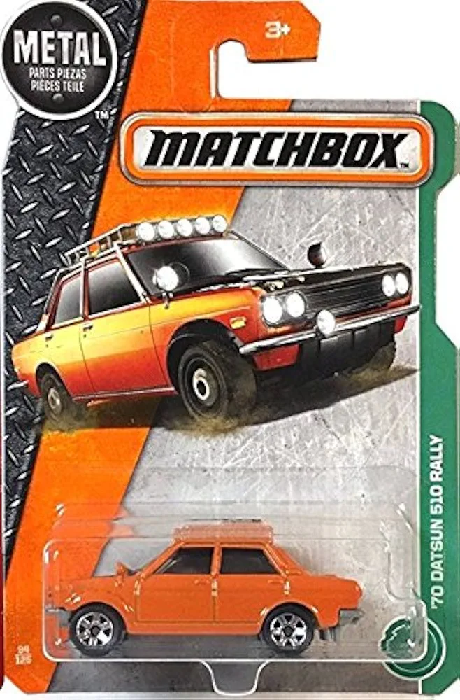 Matchbox 2017 MBX Explorers '70 Datsun 510 Rally 94/125, Orange