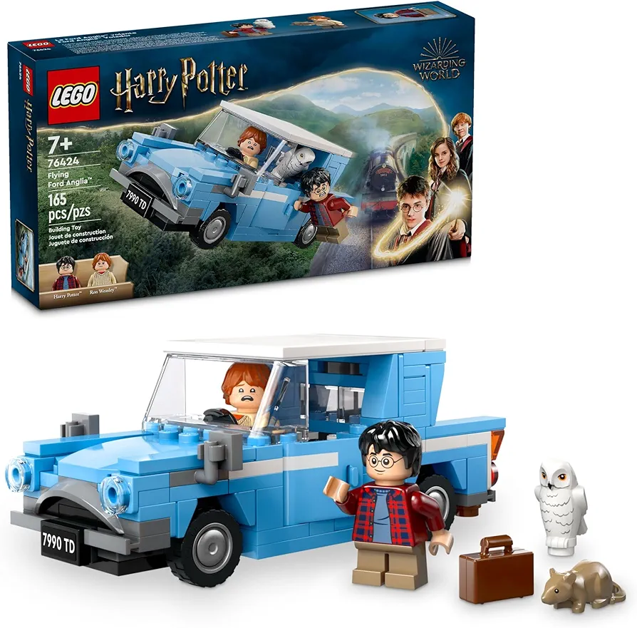 LEGO Harry Potter Flying Ford Anglia, Buildable Car Toy with 2 Minifigures for Role Play, Fantasy Playset for Kids, Harry Potter Car, Gift for Boys, Girls and Any Fan Ages 7 and Up, 76424