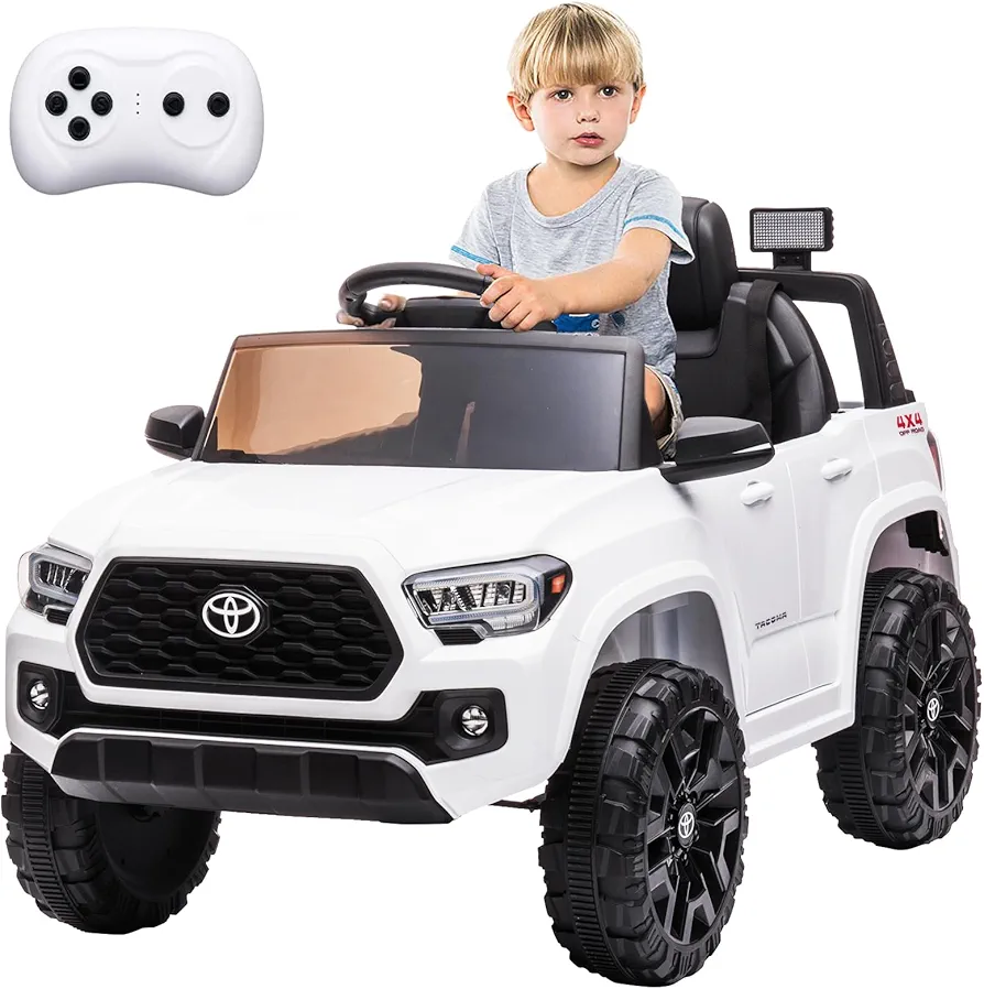 Officially Licensed Toyota Tacoma 12V Kids Ride on Car, Kids Electric Vehicles with Parent Remote Control Spring Suspension Safety Belt, Soft Start, LED Headlight, for 37-72Months