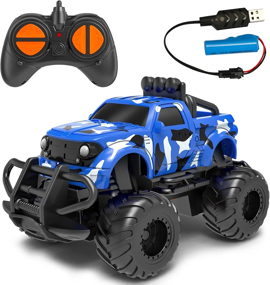 RC Cars Boy Toys Age 2 3 4 5, Rechargable Mini Truck Toy Vehicle Gifts for Kids, 1:43 Scale Car Toys for Boys 3-5 Years Old Christmas Birthday Gifts, 2.4 GHz Remote Control Car for Toddlers, Blue