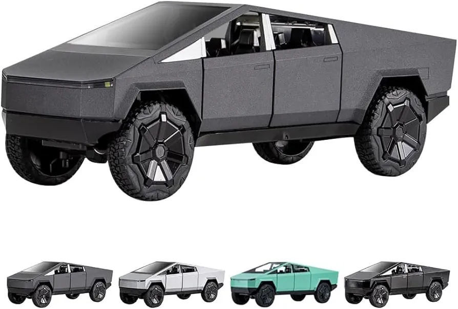 Toy Trucks Pickup Model Pull Back Pick-Up Truck with Sound and Light, Alloy Diecast Truck Toy Cars for Kids Gift or Vehicles Model Collection Enthusiasts (1/24 Grey Pickup Truck)