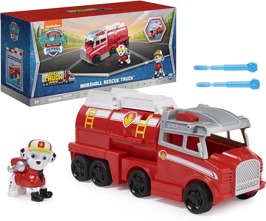 Paw Patrol, Big Truck Pup’s Marshall Transforming Toy Trucks with Collectible Action Figure, Kids Toys for Ages 3 and up