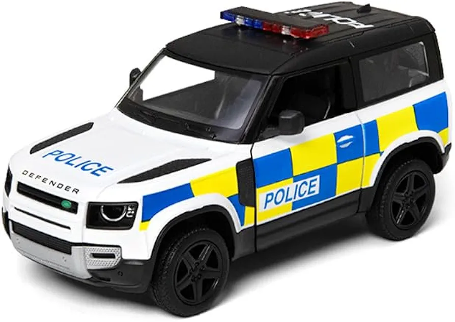 KiNSMART Land Rover Defender 90 Police Edition 1:36 Scale Die Cast Metal Pull Back Action Model Car