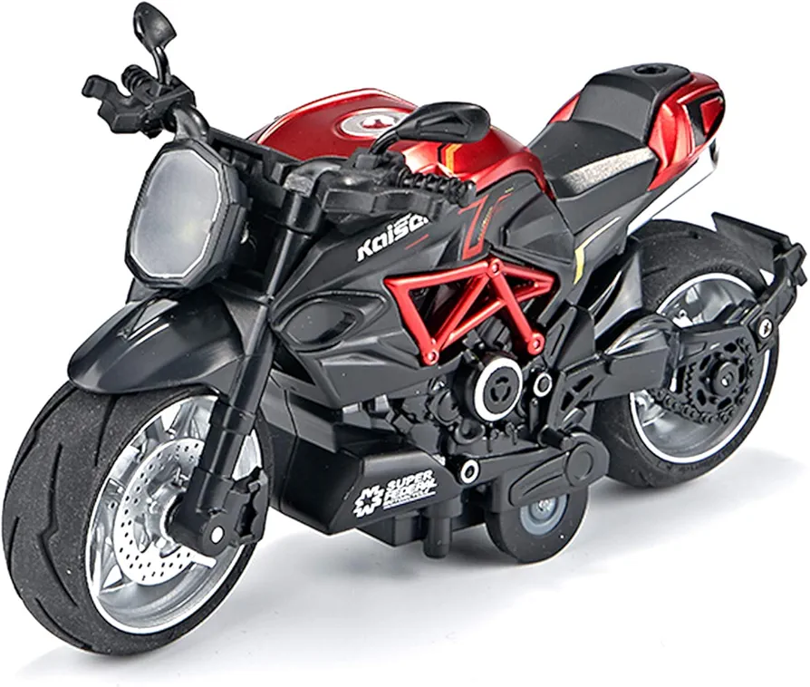 kids toy motorcycle - 1:12 Scale Motorcycle Toy with Sound and Light,motorcycle toys for boys age 3-12 (Red)