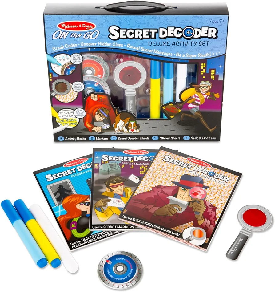 Melissa & Doug On the Go Secret Decoder Deluxe Activity Set and Super Sleuth Toy - Seek And Find Book, Kids Road Trip Essentials, Detective Kit, Travel Games For Ages 7+