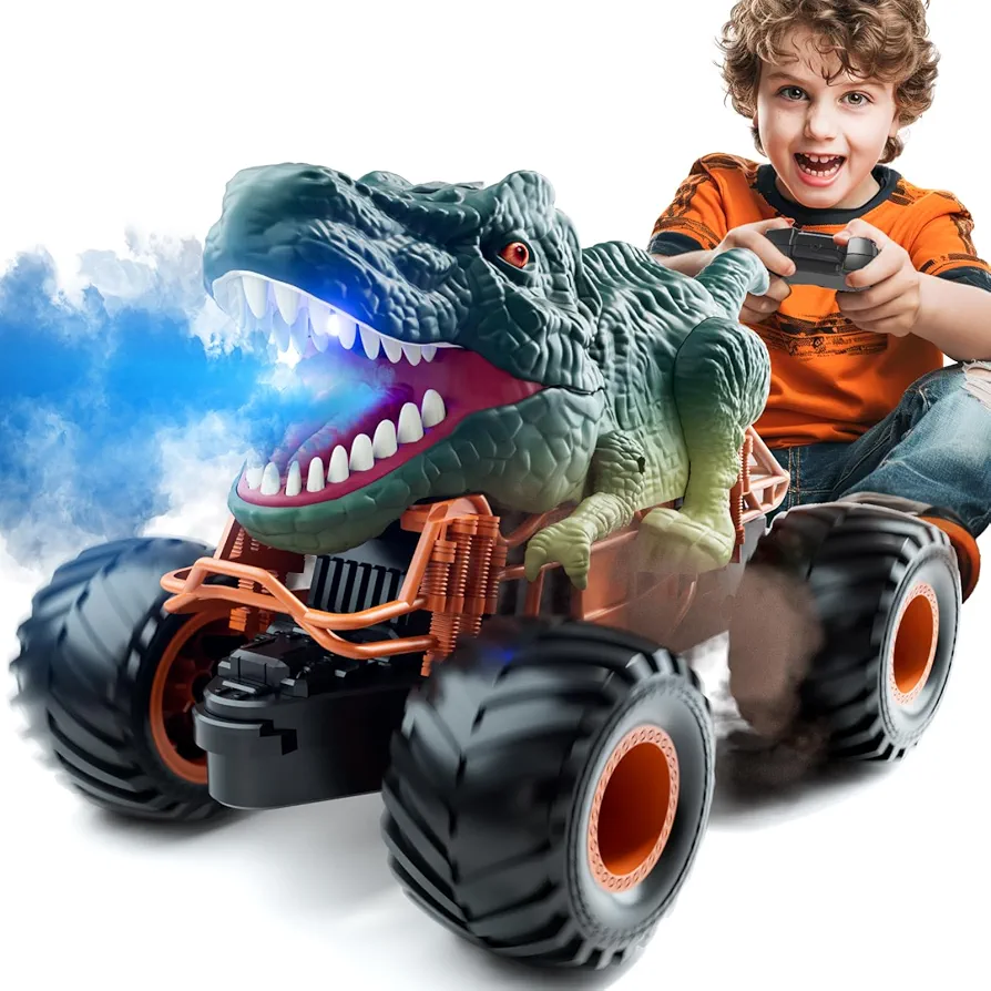 Bennol Remote Control Dinosaur Car, 2.4Ghz RC Truck for Toddlers, Electric Hobby RC Car Toys with Light & Sound Spray Birthday Gift for 3 4 5 6 7 8 Year olds Kids Boys Girl