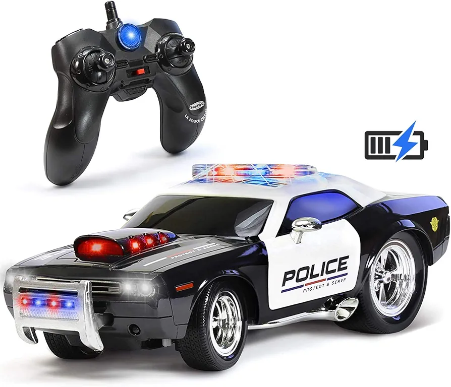 Rechargeable Police Car Remote Control Toy for Kids, Hobby Rc Cars Toys with Lights and Siren - Birthday Gift Ideas for Boy Age 8-12 Years - Gifts for Boys & Girls Ages 3 4 5 6-8 9 10 11 12 Year Old