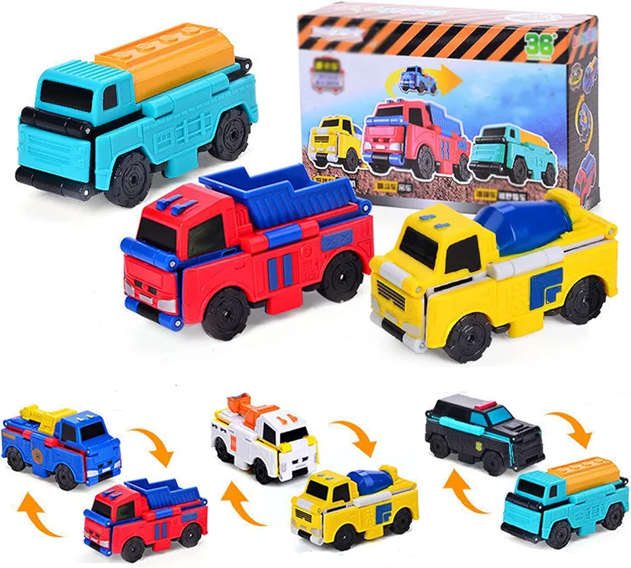 Anti-Reverse Car Toy Set, 2022 New Reverse Car Toy Set, Transforming Toys Car, Children'S Creative Mini Transforming Car, 2-in-1 Flip Transformation Cars Toys Convert Two Forms in 3 Seconds (C)