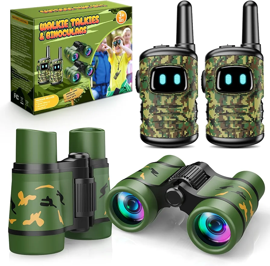 Toys for 5-7 Year Old Kids: DASTION-99 Kid Walkie Talkies & Binoculars for 3 4 5 6 7 Year Old Boys Outdoor Camping Hunt Adventure Games Toy Birthday Gifts for Boy Age 4-6 Green Camo