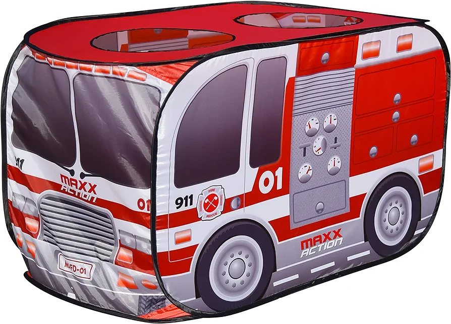 Pop Up Fire Truck – Indoor Playhouse for Kids | Red Engine Toy Gift for Boys and Girls – Sunny Days Entertainment, Multi