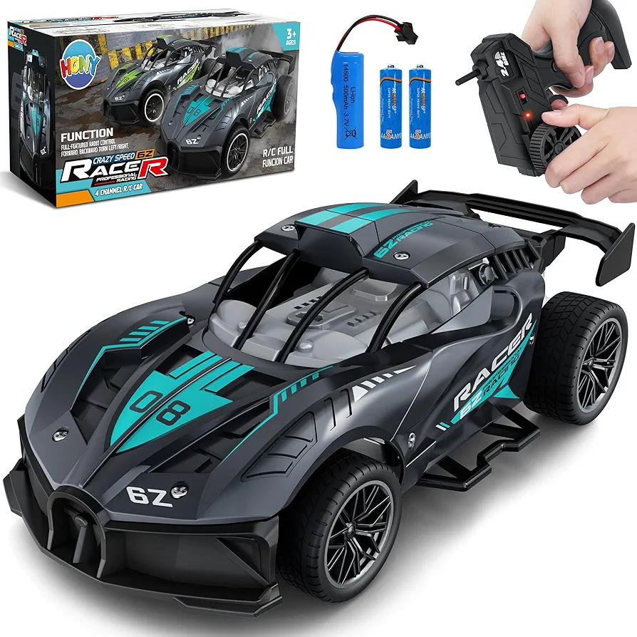 Hony Remote Control Car, 2.4Ghz 1/18 Scale Model Racing Car Toys, RC Car for Kids and Boys with Cool Led Lights, Hobby RC Cars Toys Birthday Gifts for Age 3 4 5 6 7 8-12 Year Old Boy Girls