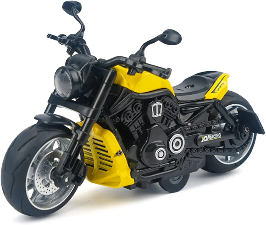 Ming You Pull Back Motorcycle Toys - Toy Motorcycle with Flashing Light up and Sounds for Aged 3+ Kids Christmas Birthday Gifts. (Yellow)