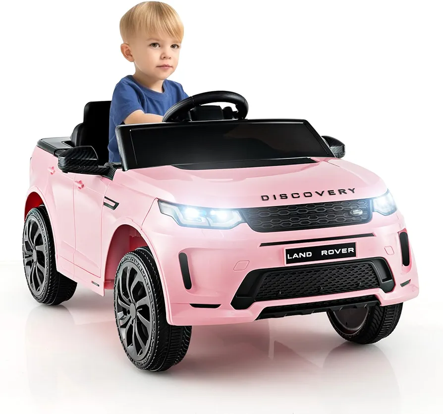 Costzon 12V Kids Ride On Car, Licensed Land Rover Electric Vehicle w/Remote Control, Lockable Doors, Slow Start System, LED Lights & Speed Switch Sound, Music & Horn, MP3 & USB (Pink)